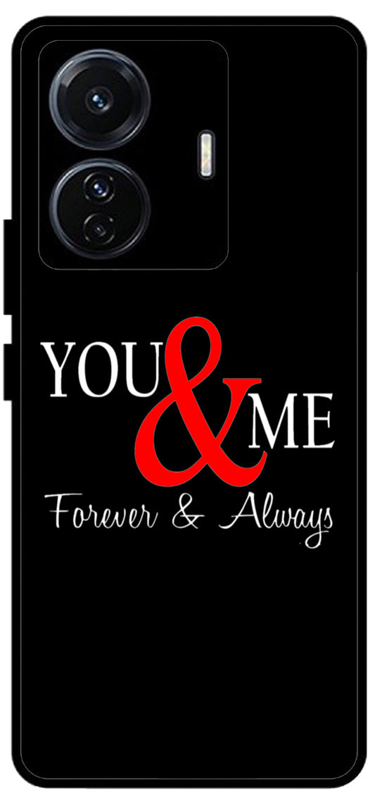 You and Me Unbreakable Metal Back Case Mobile Cover with 4 Side Protection and Soft TPU Sides for Vivo T1 Pro