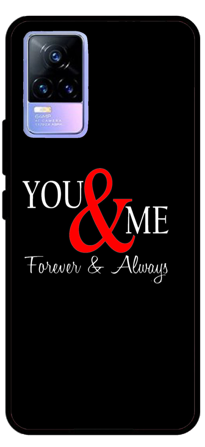 You and Me Unbreakable Metal Back Case Mobile Cover with 4 Side Protection and Soft TPU Sides for Vivo Y73