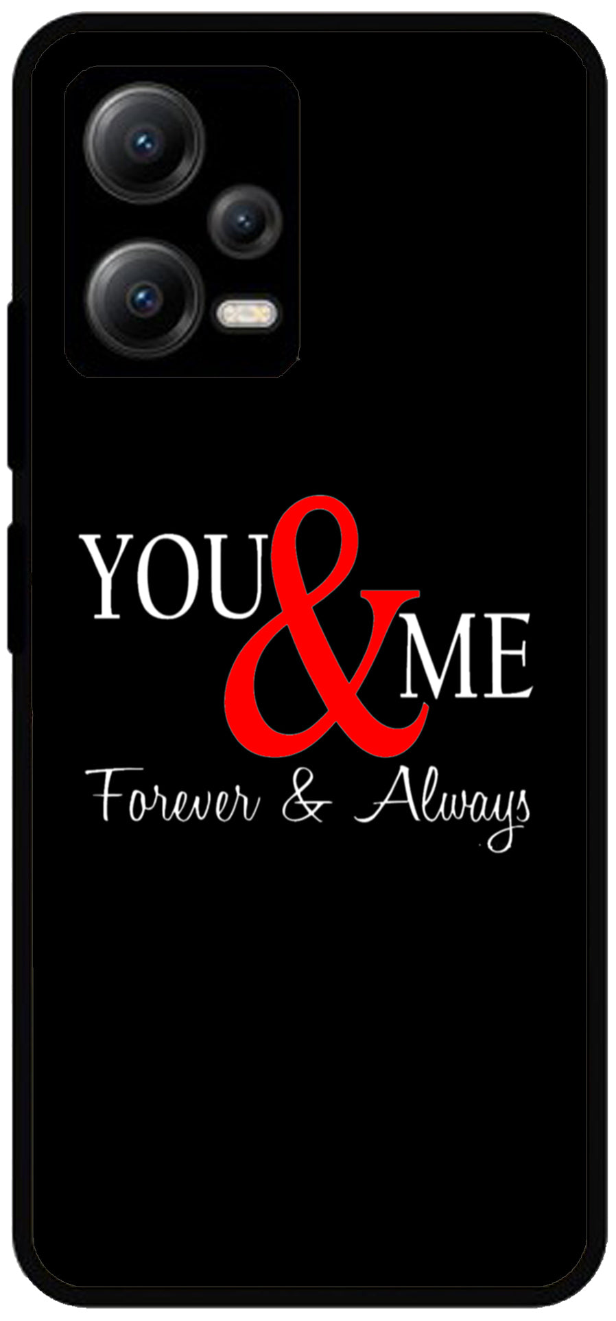 You and Me Unbreakable Metal Back Case Mobile Cover with 4 Side Protection and Soft TPU Sides for Redmi note 12 5G