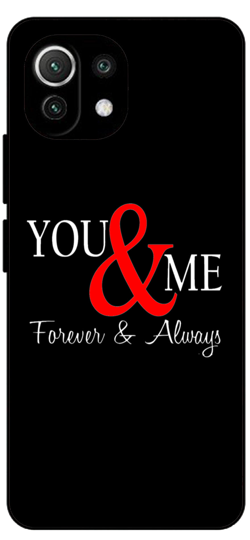 You and Me Unbreakable Metal Back Case Mobile Cover with 4 Side Protection and Soft TPU Sides for Mi11 Lite