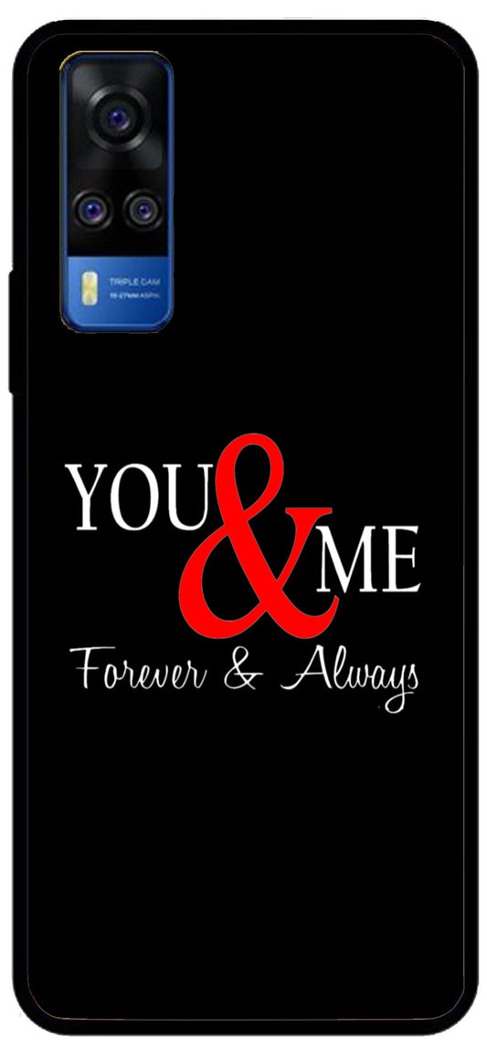 You and Me Unbreakable Metal Back Case Mobile Cover with 4 Side Protection and Soft TPU Sides for Vivo y51