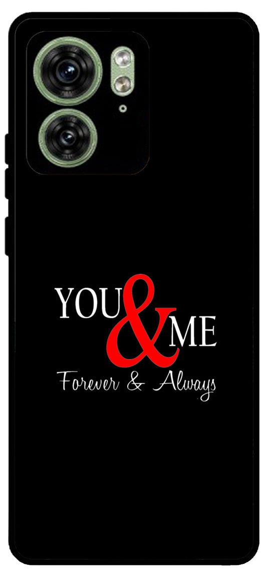 You and Me Unbreakable Metal Back Case Mobile Cover with 4 Side Protection and Soft TPU Sides for Moto Edge 40 5G