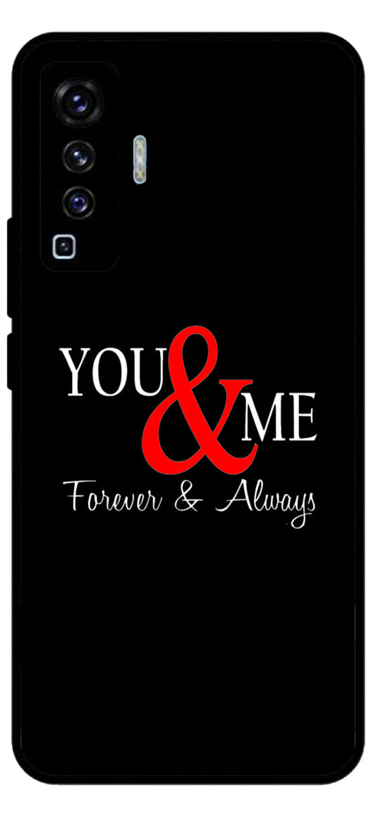 You and Me Unbreakable Metal Back Case Mobile Cover with 4 Side Protection and Soft TPU Sides for Vivo x50