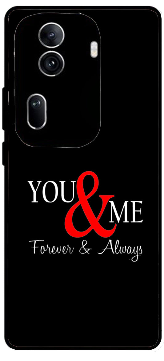 You and Me Unbreakable Metal Back Case Mobile Cover with 4 Side Protection and Soft TPU Sides for Oppo Reno 11 pro