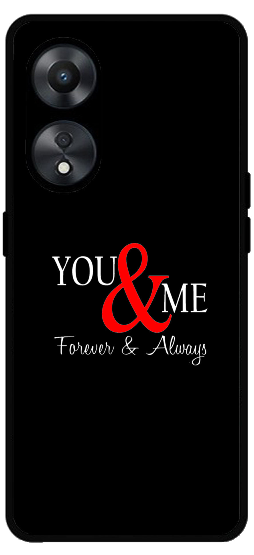 You and Me Unbreakable Metal Back Case Mobile Cover with 4 Side Protection and Soft TPU Sides for Oppo a78 5g