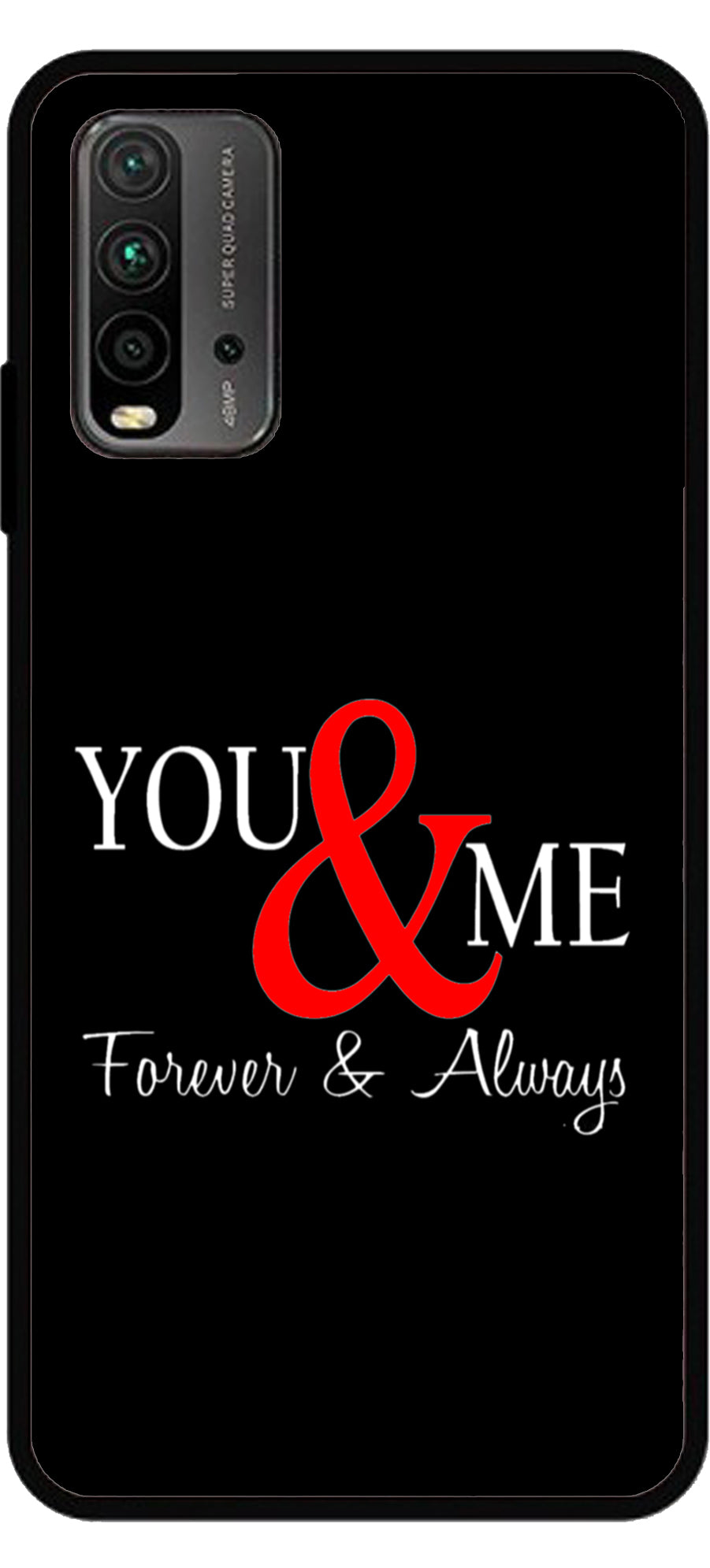 You and Me Unbreakable Metal Back Case Mobile Cover with 4 Side Protection and Soft TPU Sides for Mi Redmi 9 Power 2D