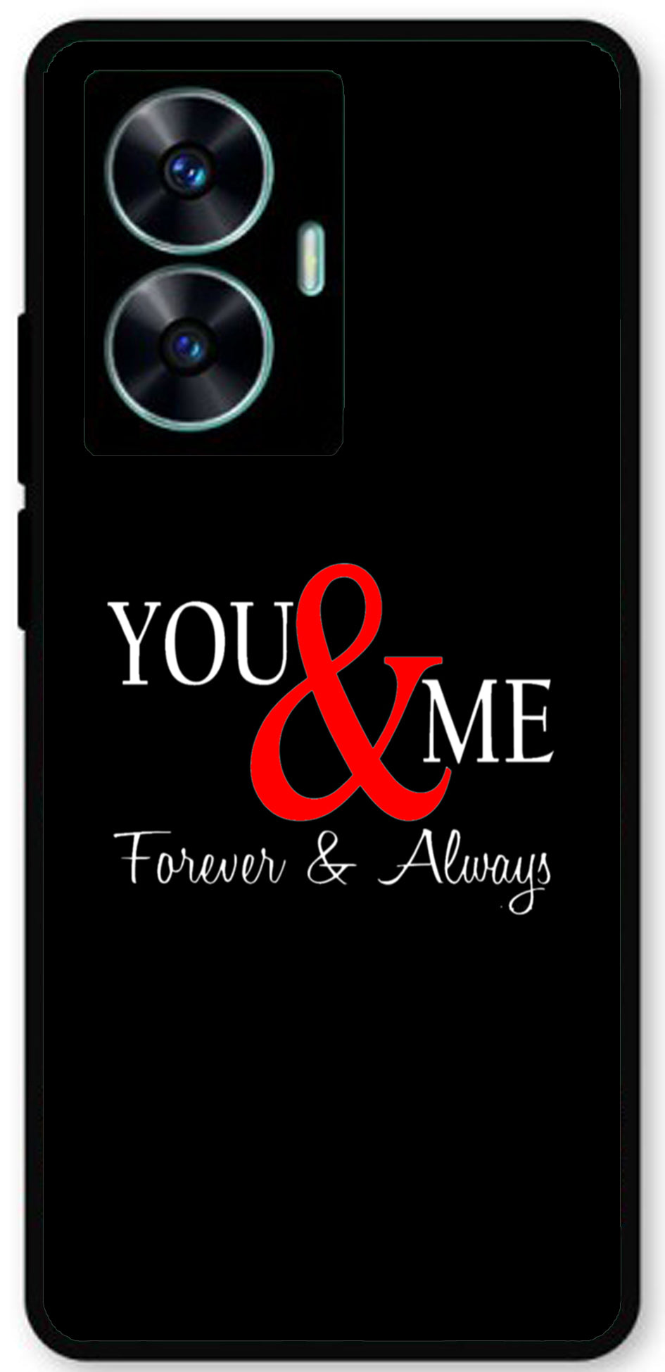 You and Me Unbreakable Metal Back Case Mobile Cover with 4 Side Protection and Soft TPU Sides for Realme c55 4g