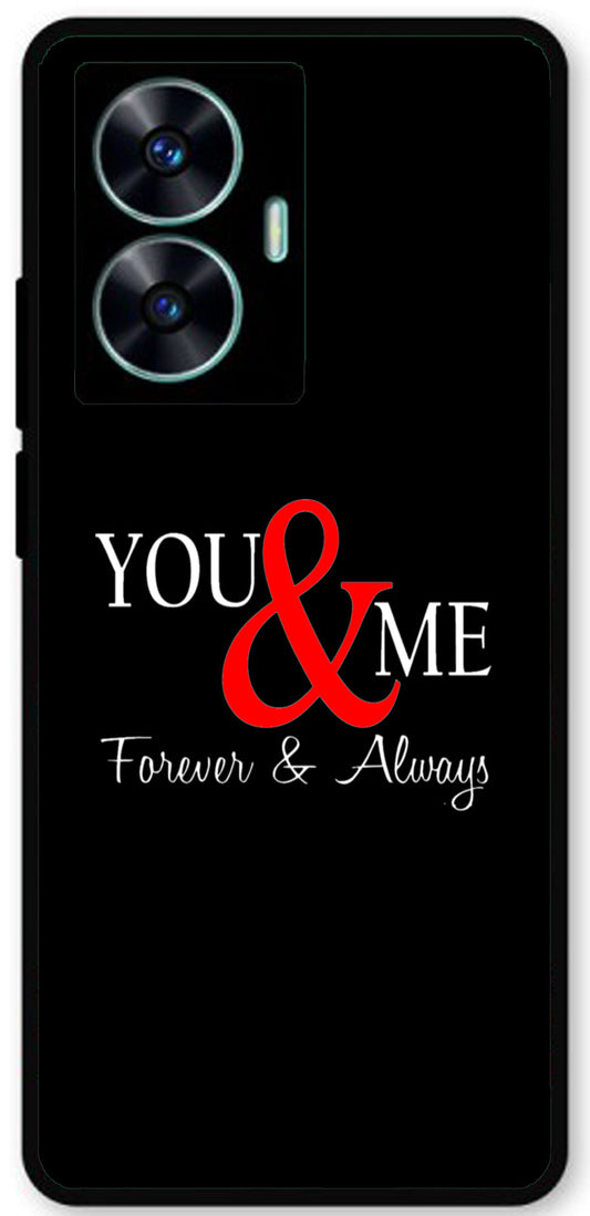 You and Me Unbreakable Metal Back Case Mobile Cover with 4 Side Protection and Soft TPU Sides for Realme c55 4g