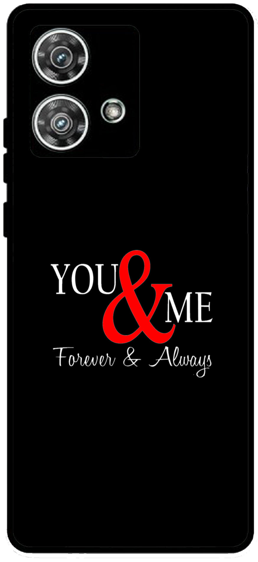 You and Me Unbreakable Metal Back Case Mobile Cover with 4 Side Protection and Soft TPU Sides for Moto edge 40 Neo New