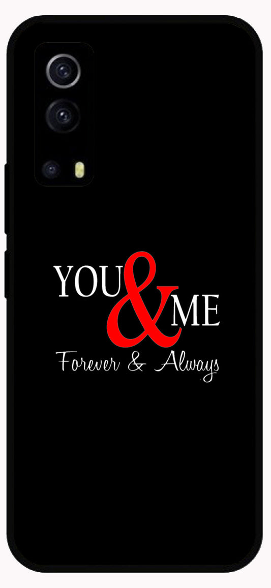 You and Me Unbreakable Metal Back Case Mobile Cover with 4 Side Protection and Soft TPU Sides for Vivo iQ00 Z3