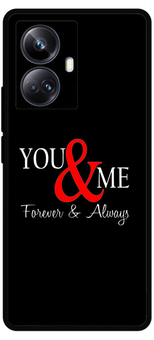 You and Me Unbreakable Metal Back Case Mobile Cover with 4 Side Protection and Soft TPU Sides for Realme 10 Pro Plus 2D