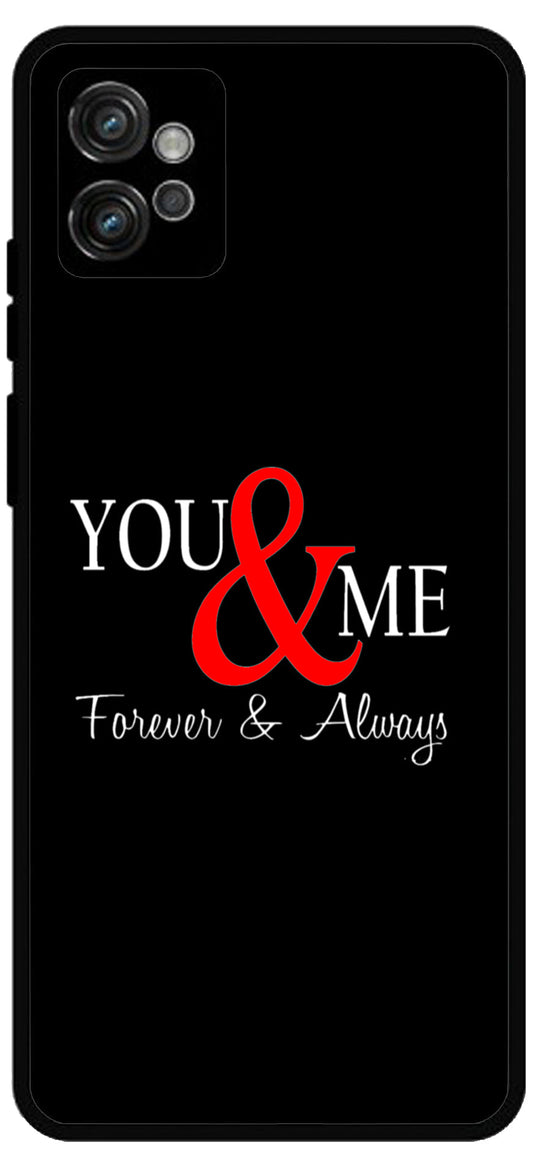 You and Me Unbreakable Metal Back Case Mobile Cover with 4 Side Protection and Soft TPU Sides for Moto G32