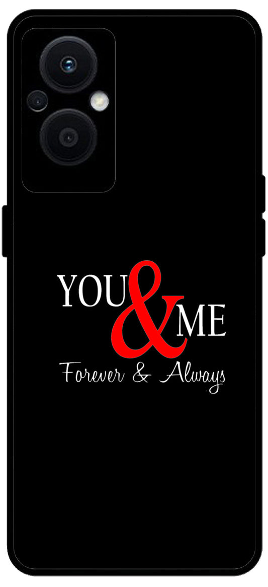 You and Me Unbreakable Metal Back Case Mobile Cover with 4 Side Protection and Soft TPU Sides for OPPO F21 PRO 5G