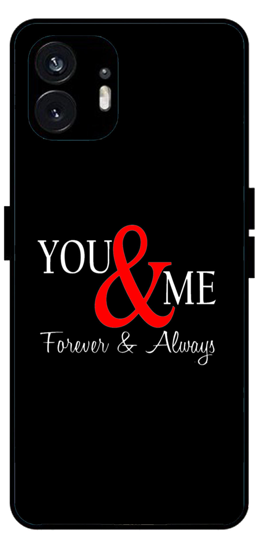 You and Me Unbreakable Metal Back Case Mobile Cover with 4 Side Protection and Soft TPU Sides for Nothing Phone 2