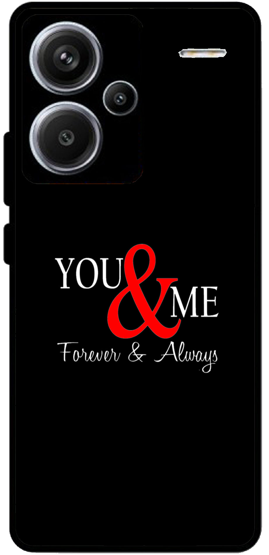 You and Me Unbreakable Metal Back Case Mobile Cover with 4 Side Protection and Soft TPU Sides for Redmi note 13 pro plus