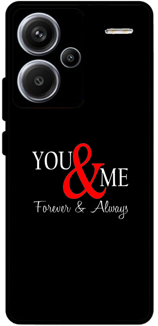 You and Me Unbreakable Metal Back Case Mobile Cover with 4 Side Protection and Soft TPU Sides for Redmi note 13 pro plus