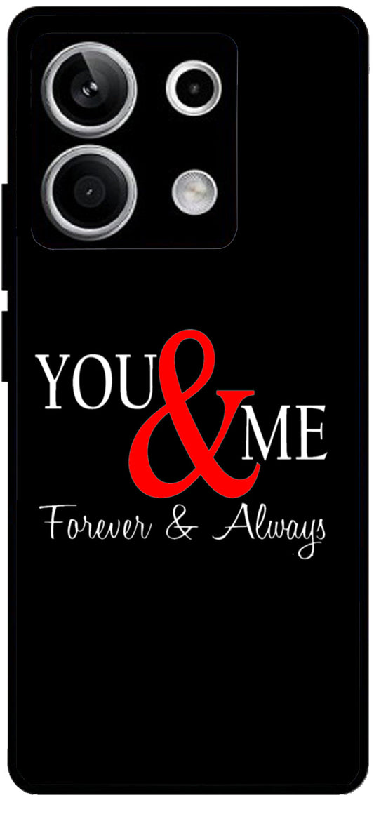 You and Me Unbreakable Metal Back Case Mobile Cover with 4 Side Protection and Soft TPU Sides for Redmi note 13