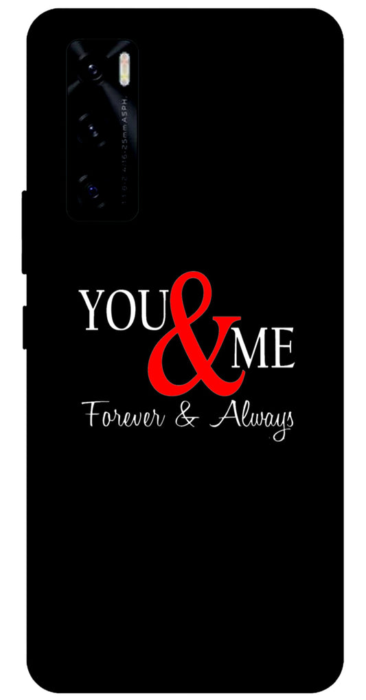 You and Me Unbreakable Metal Back Case Mobile Cover with 4 Side Protection and Soft TPU Sides for VIVO V 20 SE