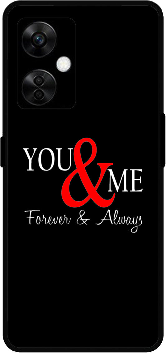 You and Me Unbreakable Metal Back Case Mobile Cover with 4 Side Protection and Soft TPU Sides for OnePlus Nord CE3 Lite