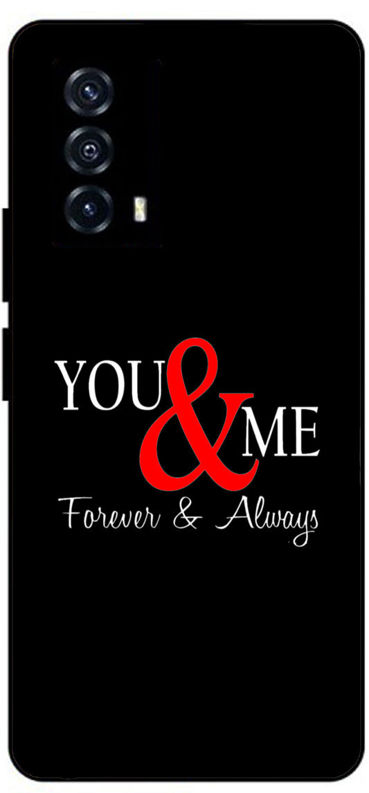 You and Me Unbreakable Metal Back Case Mobile Cover with 4 Side Protection and Soft TPU Sides for Vivo iQ00 Z5