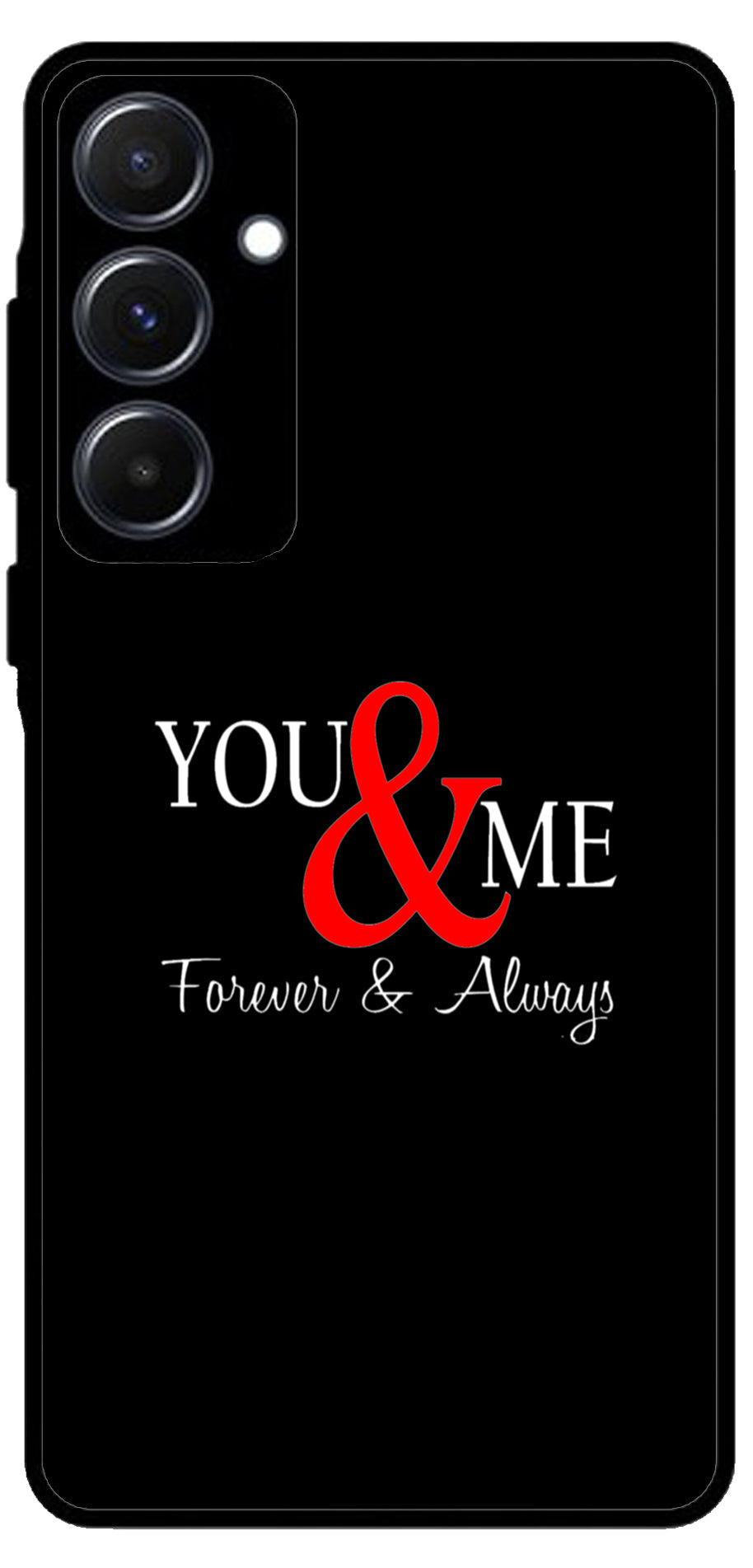 You and Me Unbreakable Metal Back Case Mobile Cover with 4 Side Protection and Soft TPU Sides for Samsung A55