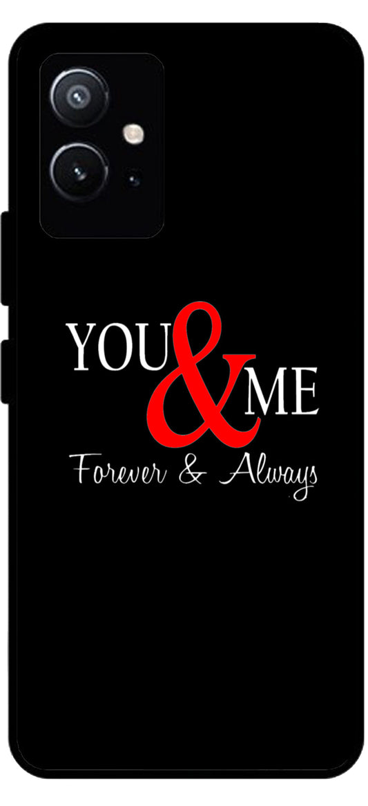 You and Me Unbreakable Metal Back Case Mobile Cover with 4 Side Protection and Soft TPU Sides for Vivo T1