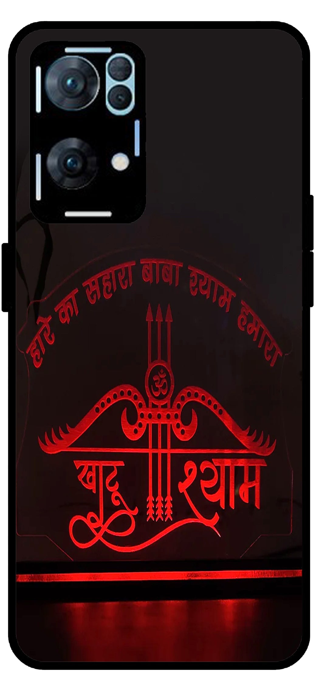 Haare Ka Sahara Baba Shyam Hamara Unbreakable Metal Back Case Mobile Cover with 4 Side Protection and Soft TPU Sides for Oppo Reno 7 Pro 5G