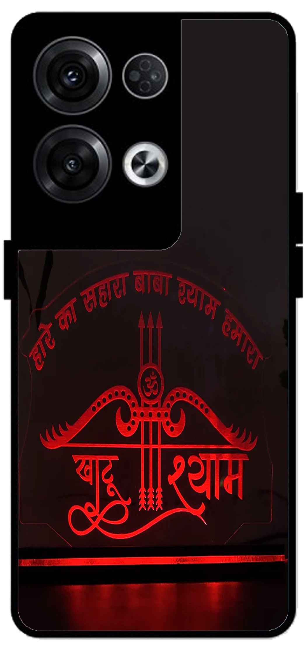 Haare Ka Sahara Baba Shyam Hamara Unbreakable Metal Back Case Mobile Cover with 4 Side Protection and Soft TPU Sides for Oppo Reno 8 Pro 5G 2D