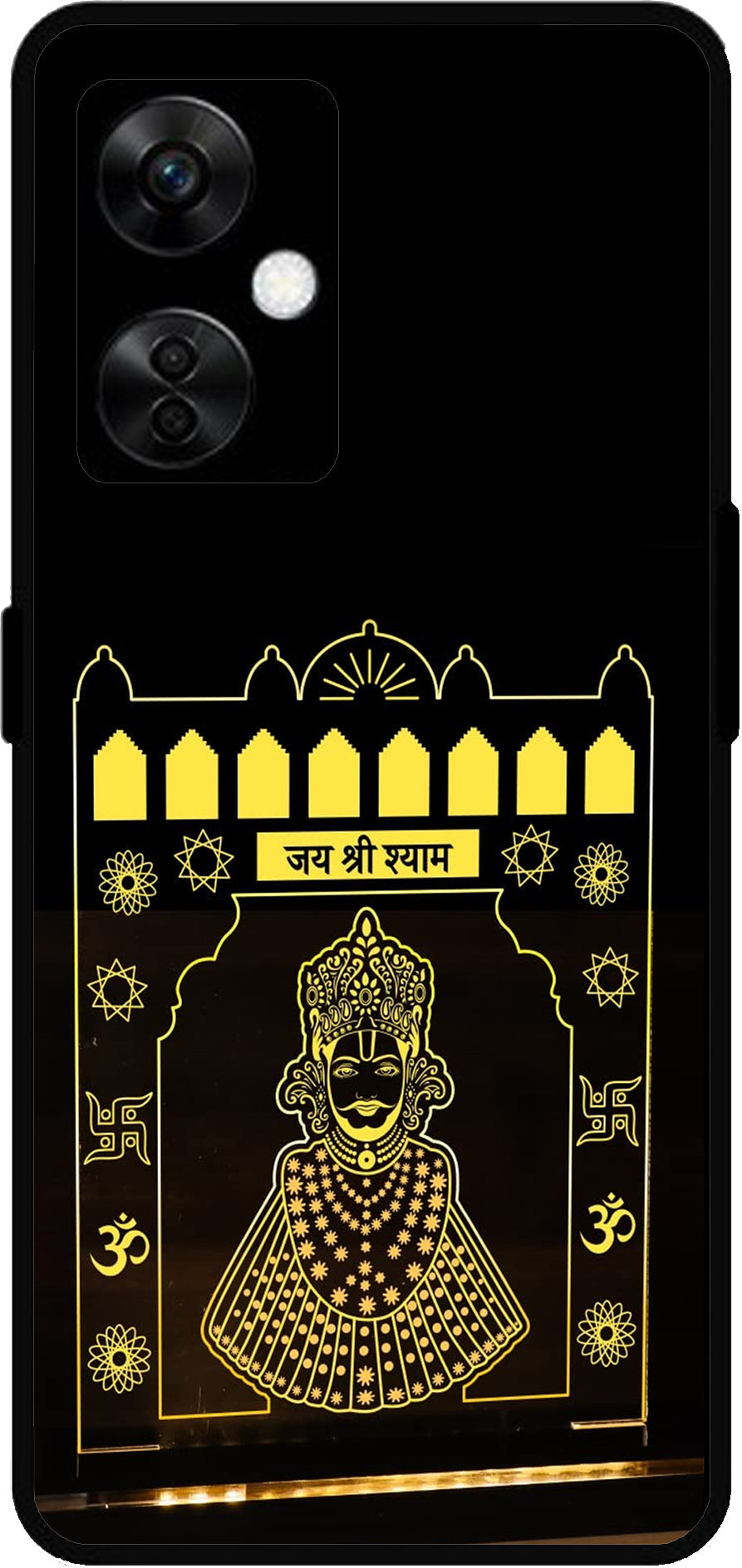 Jai Shree Shyam Yellow Design Unbreakable Metal Back Case Mobile Cover with 4 Side Protection and Soft TPU Sides for OnePlus Nord CE3 Lite