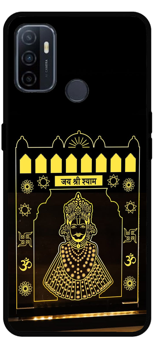 Jai Shree Shyam Yellow Design Unbreakable Metal Back Case Mobile Cover with 4 Side Protection and Soft TPU Sides for Oppo A53