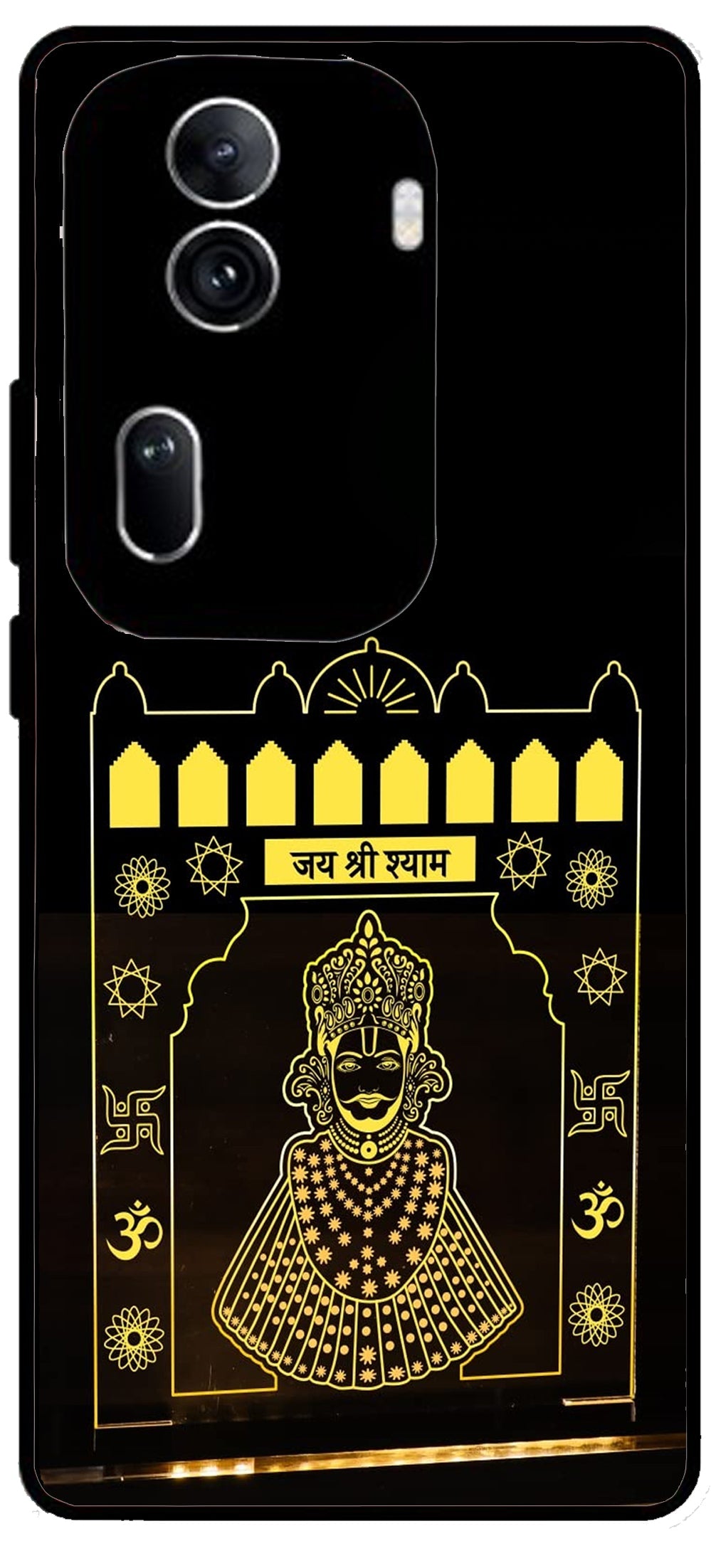 Jai Shree Shyam Yellow Design Unbreakable Metal Back Case Mobile Cover with 4 Side Protection and Soft TPU Sides for Oppo Reno 11 pro