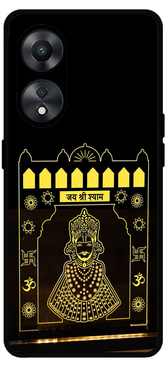 Jai Shree Shyam Yellow Design Unbreakable Metal Back Case Mobile Cover with 4 Side Protection and Soft TPU Sides for Oppo a78 5g