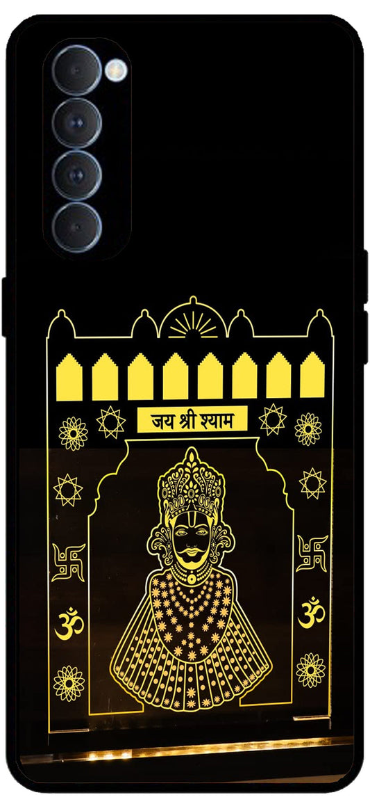 Jai Shree Shyam Yellow Design Unbreakable Metal Back Case Mobile Cover with 4 Side Protection and Soft TPU Sides for RENO4 PRO