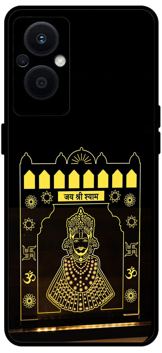 Jai Shree Shyam Yellow Design Unbreakable Metal Back Case Mobile Cover with 4 Side Protection and Soft TPU Sides for OPPO F21 PRO 5G