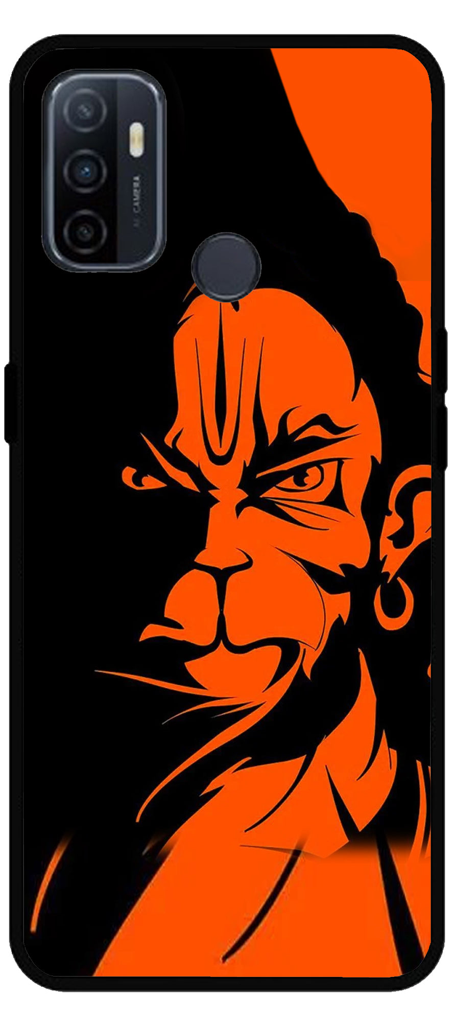 Hanuman ji Unbreakable Metal Back Case Mobile Cover with 4 Side Protection and Soft TPU Sides for Oppo A53