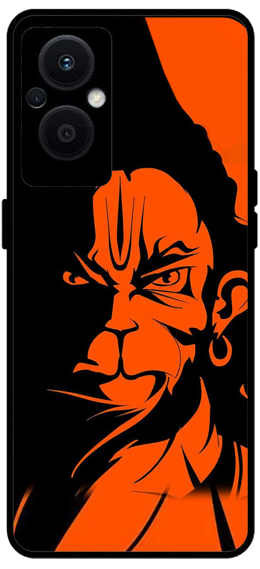 Hanuman ji Unbreakable Metal Back Case Mobile Cover with 4 Side Protection and Soft TPU Sides for OPPO F21 PRO 5G