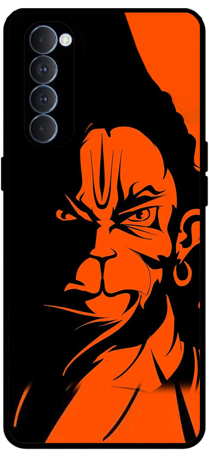 Hanuman ji Unbreakable Metal Back Case Mobile Cover with 4 Side Protection and Soft TPU Sides for Oppo Reno pro