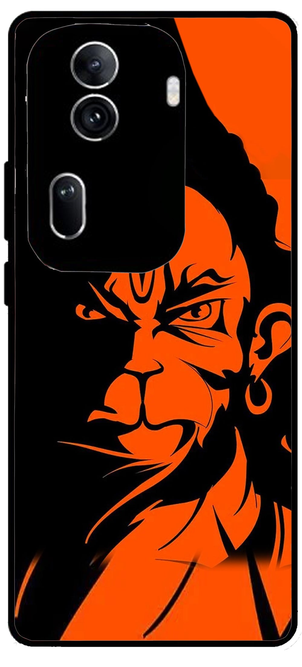 Hanuman ji Unbreakable Metal Back Case Mobile Cover with 4 Side Protection and Soft TPU Sides for Oppo Reno 11 pro