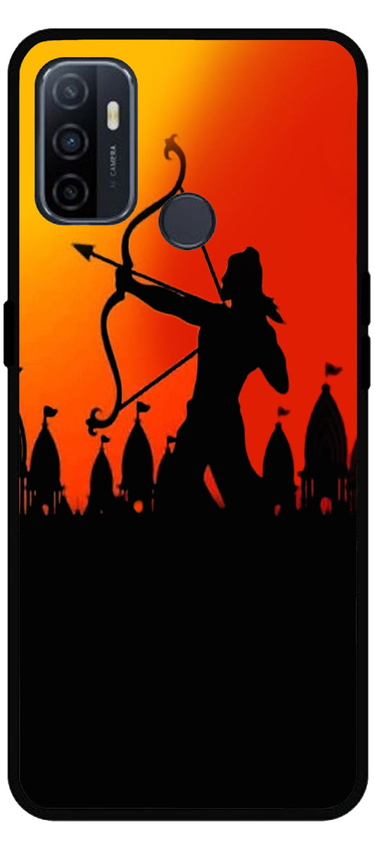 Jai Shree Ram Unbreakable Metal Back Case Mobile Cover with 4 Side Protection and Soft TPU Sides for Oppo A53