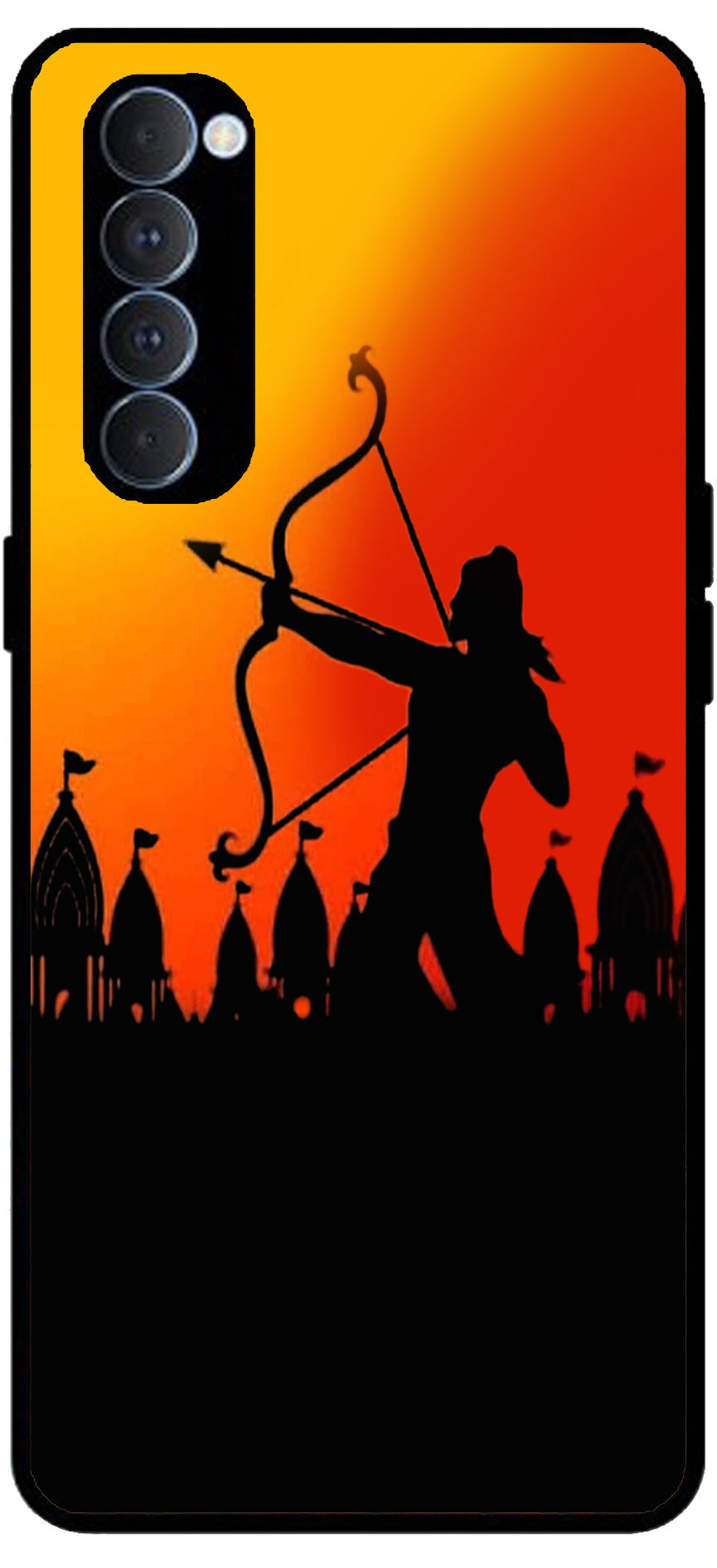 Jai Shree Ram Unbreakable Metal Back Case Mobile Cover with 4 Side Protection and Soft TPU Sides for RENO4 PRO