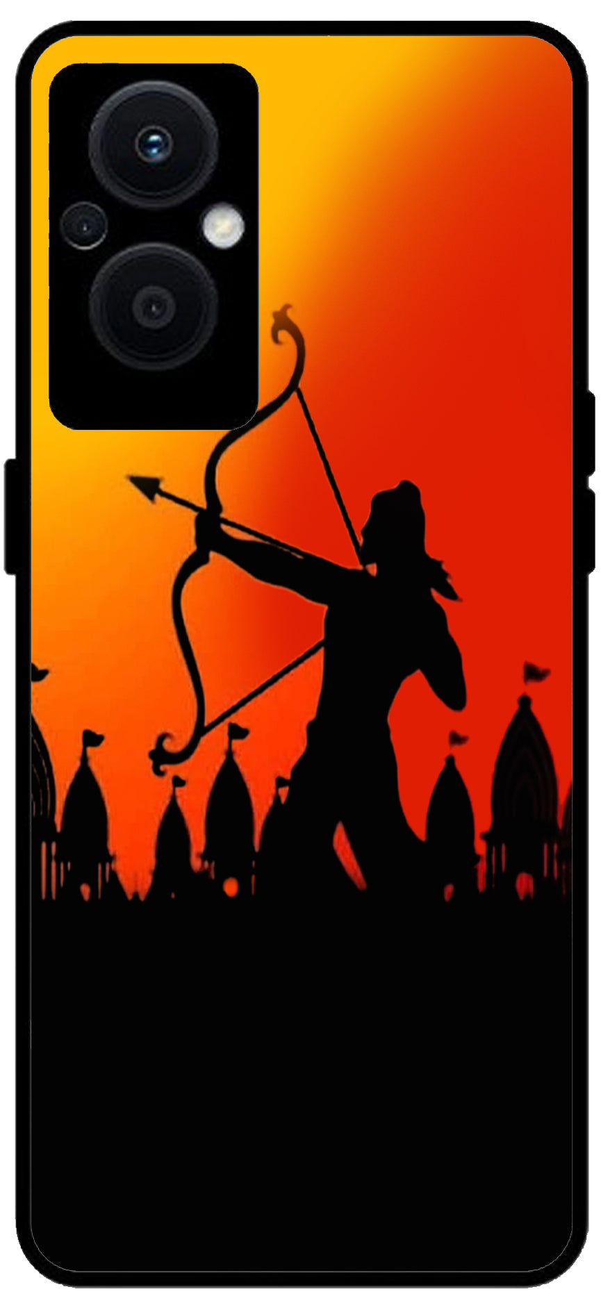 Jai Shree Ram Unbreakable Metal Back Case Mobile Cover with 4 Side Protection and Soft TPU Sides for OPPO F21 PRO 5G