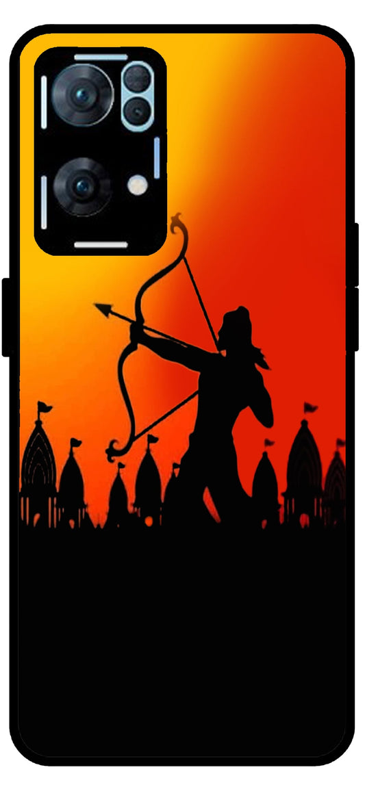 Jai Shree Ram Unbreakable Metal Back Case Mobile Cover with 4 Side Protection and Soft TPU Sides for Oppo Reno 7 Pro 5G