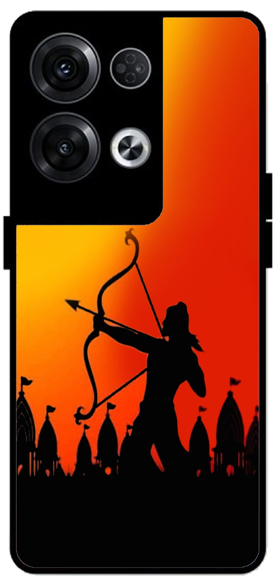 Jai Shree Ram Unbreakable Metal Back Case Mobile Cover with 4 Side Protection and Soft TPU Sides for Oppo Reno 8 Pro 5G 2D