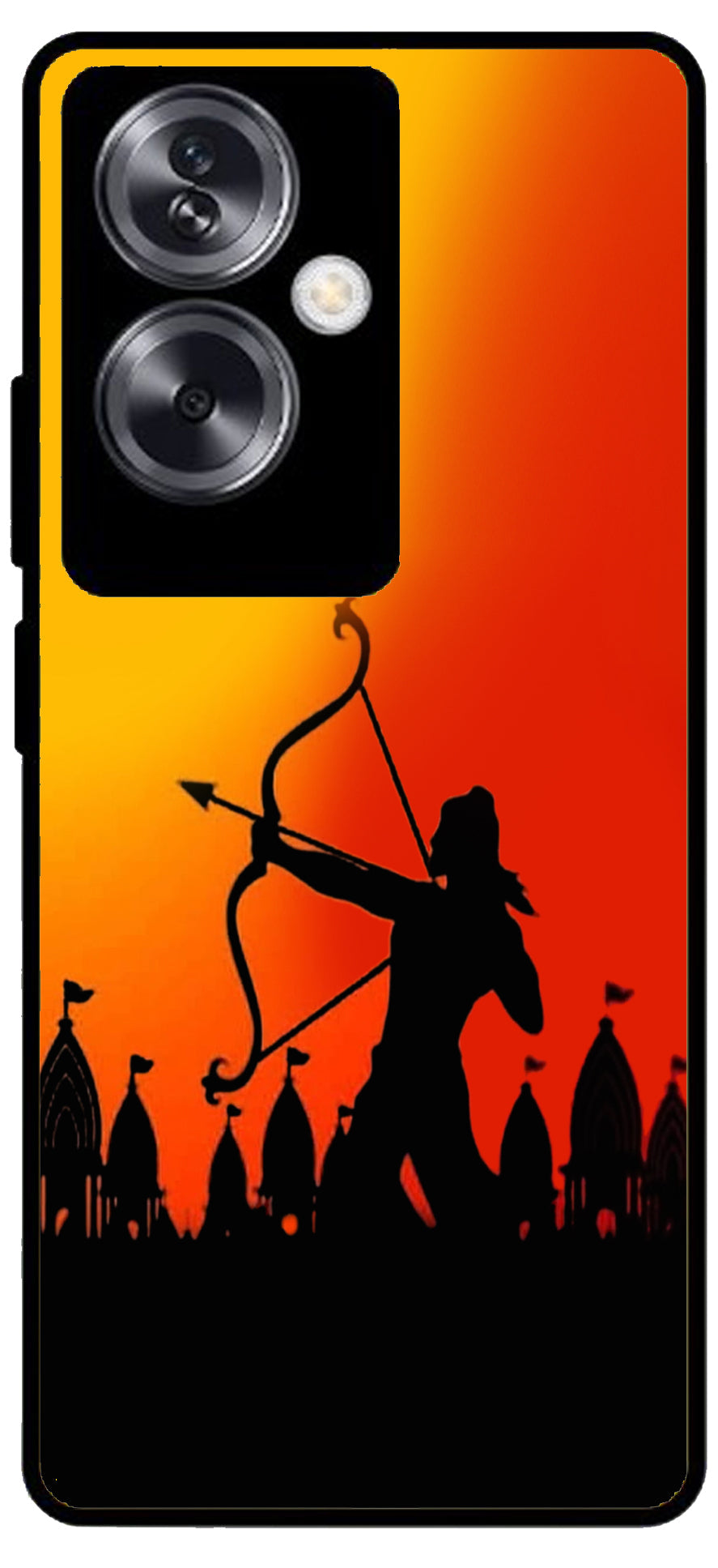 Jai Shree Ram Unbreakable Metal Back Case Mobile Cover with 4 Side Protection and Soft TPU Sides for Oppo A79 NEW