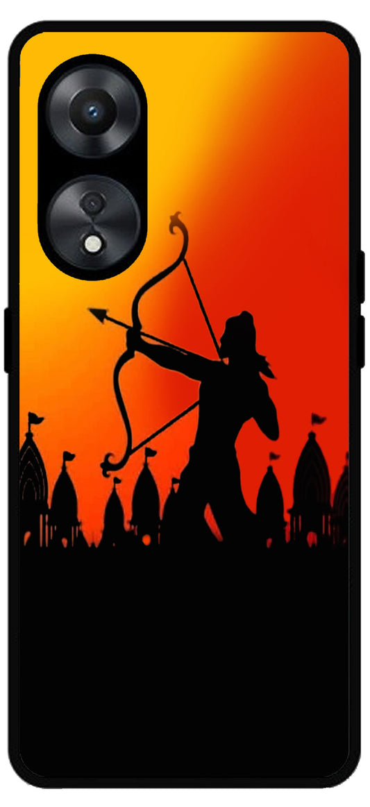 Jai Shree Ram Unbreakable Metal Back Case Mobile Cover with 4 Side Protection and Soft TPU Sides for Oppo a78 5g