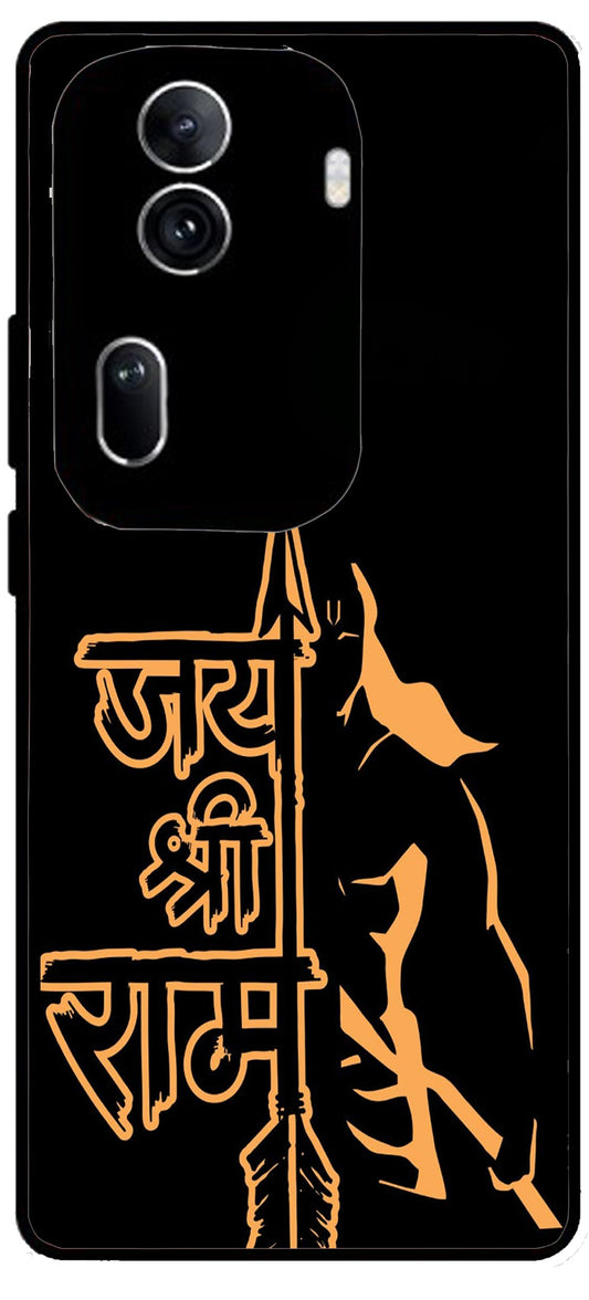 Jai Shree Ram Font Design Unbreakable Metal Back Case Mobile Cover with 4 Side Protection and Soft TPU Sides for Oppo Reno 11 pro