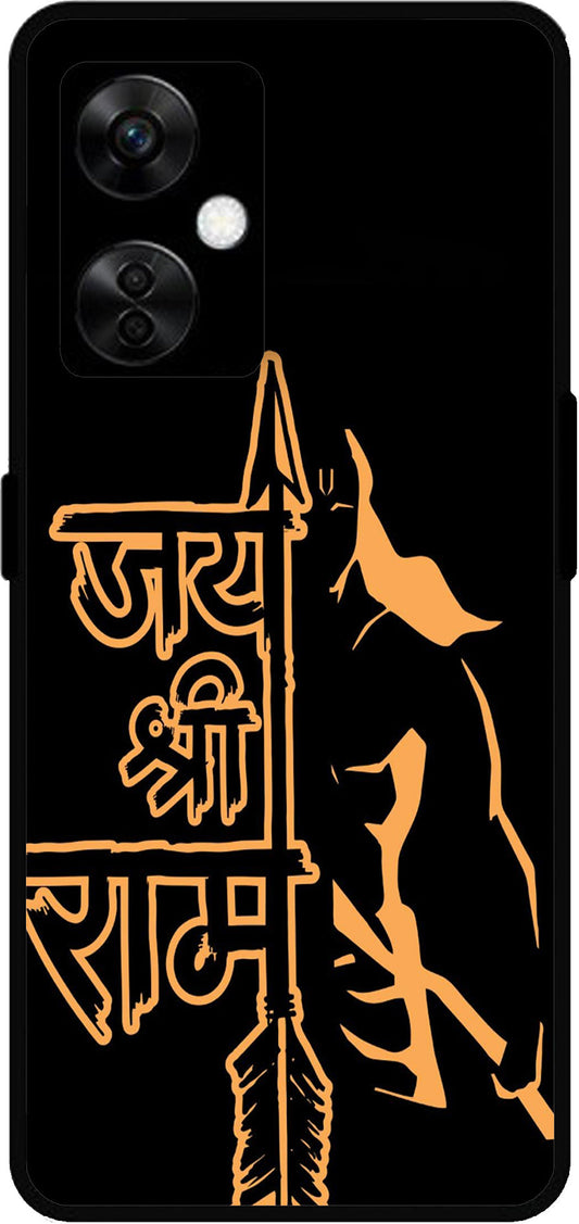 Jai Shree Ram Font Design Unbreakable Metal Back Case Mobile Cover with 4 Side Protection and Soft TPU Sides for OnePlus Nord CE3 Lite