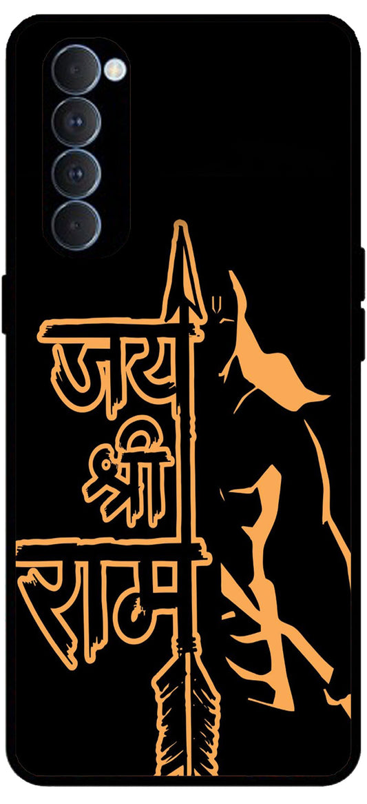 Jai Shree Ram Font Design Unbreakable Metal Back Case Mobile Cover with 4 Side Protection and Soft TPU Sides for RENO4 PRO