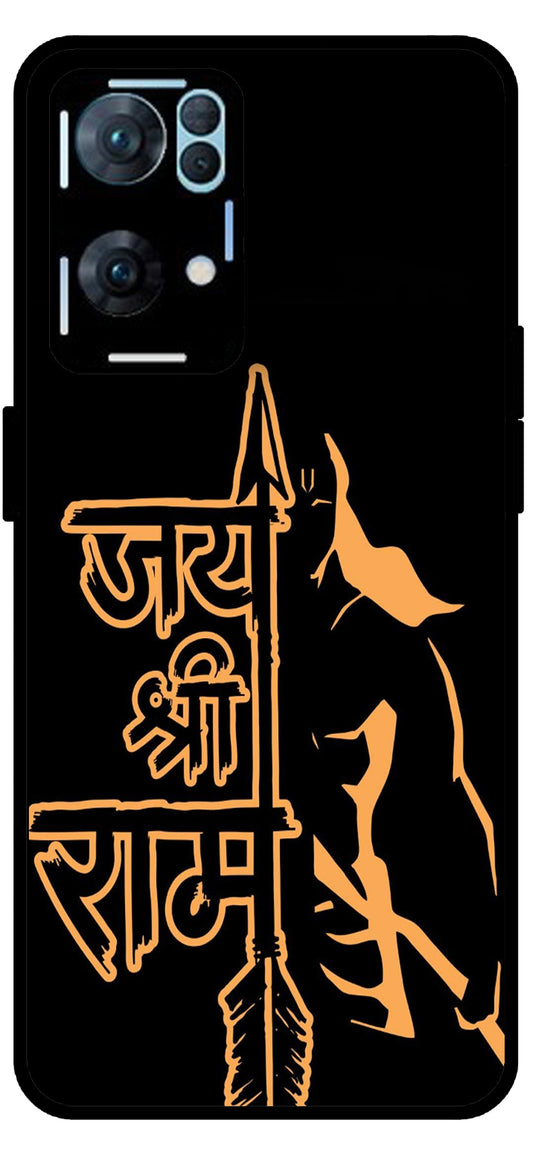 Jai Shree Ram Font Design Unbreakable Metal Back Case Mobile Cover with 4 Side Protection and Soft TPU Sides for Oppo Reno 7 Pro 5G