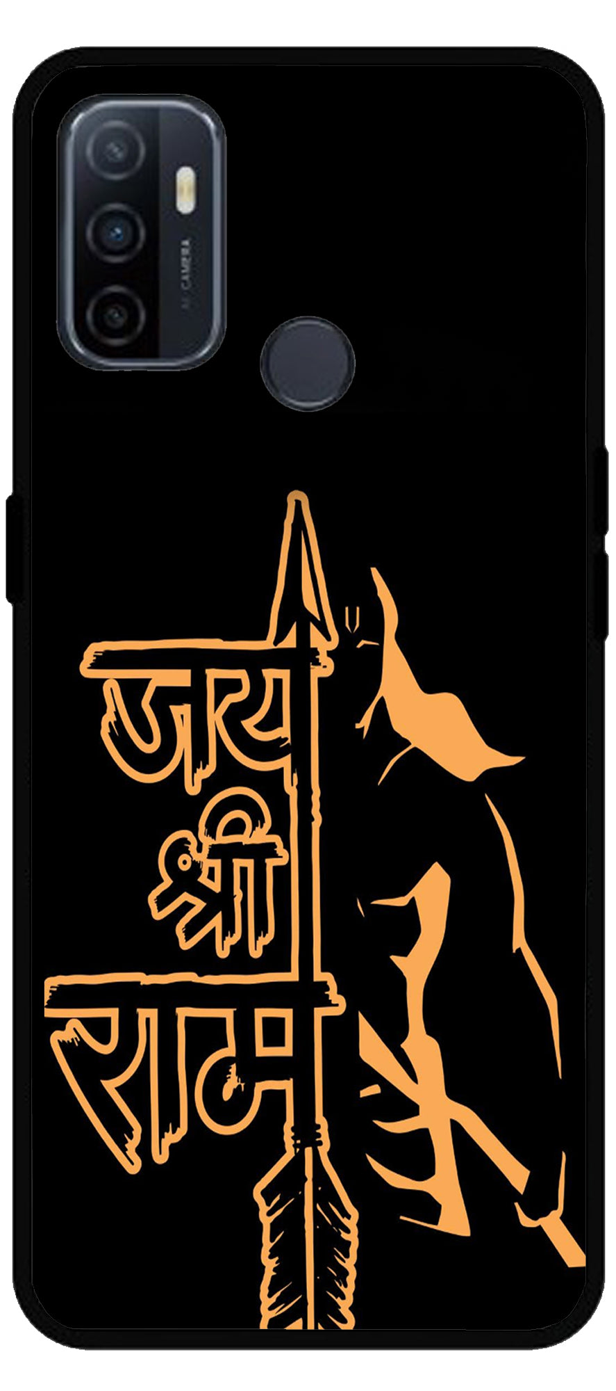 Jai Shree Ram Font Design Unbreakable Metal Back Case Mobile Cover with 4 Side Protection and Soft TPU Sides for Oppo A53